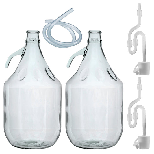 Glass Demijohn 5L 2 Pack Plain With Airlock, Bung & Tube - Best4Trade-Retail Costwise Home Brewing