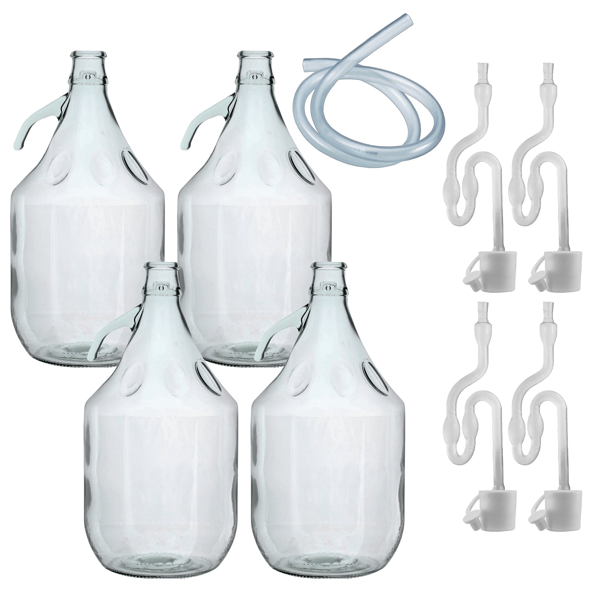 Glass Demijohn 5L 4 Pack Plain With Airlock, Bung & Tube - Best4Trade-Retail Costwise Home Brewing