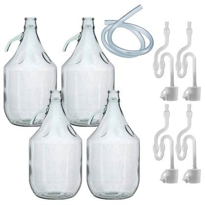 Glass Demijohn 5L 4 Pack Plain With Airlock, Bung & Tube - Best4Trade-Retail Costwise Home Brewing