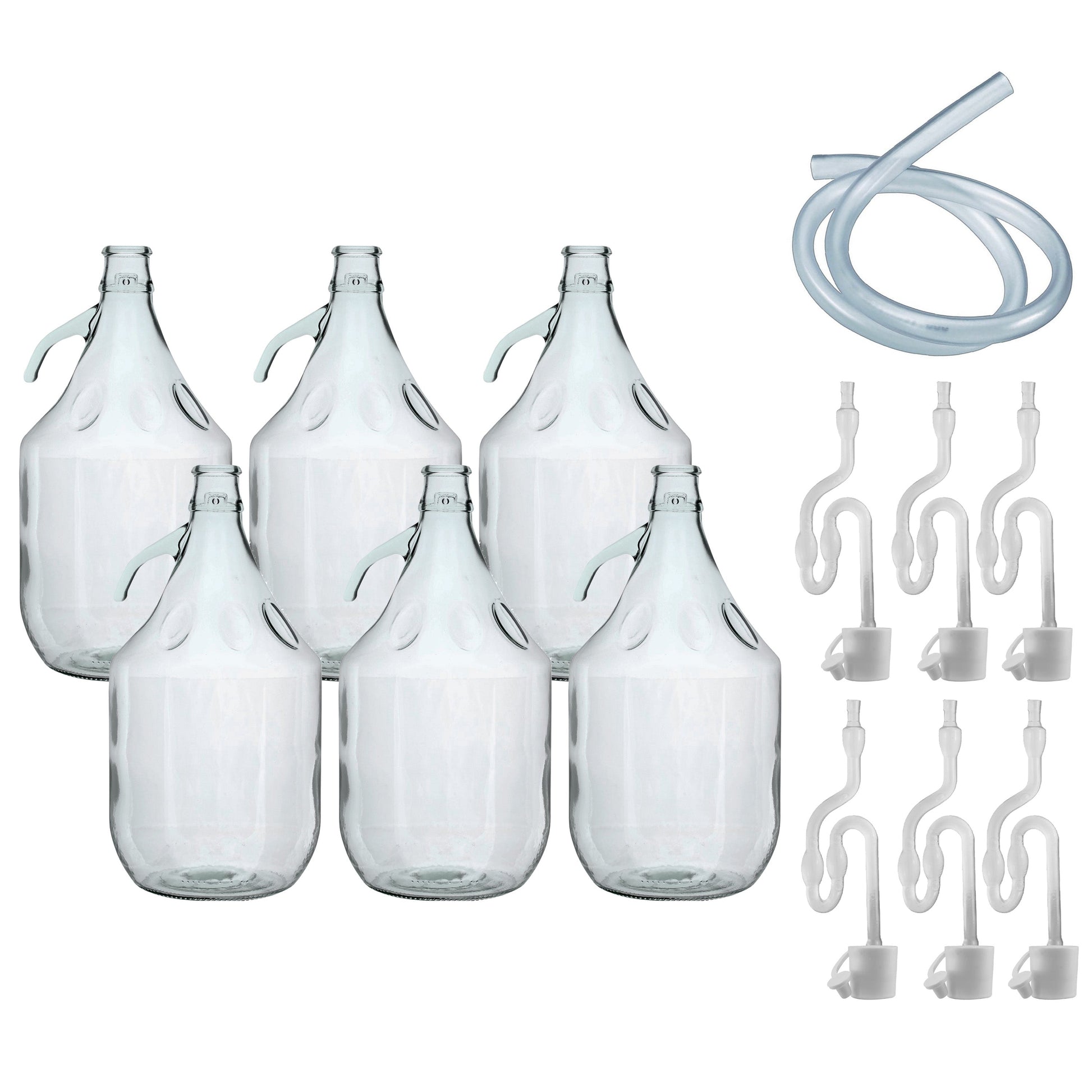 Glass Demijohn 5L 6 Pack Plain With Airlock, Bung & Tube - Best4Trade-Retail Costwise Home Brewing