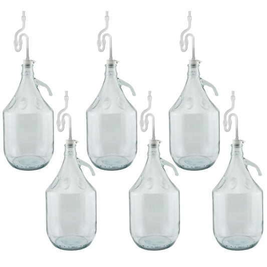 Glass Demijohn 5L 6 Pack Plain With Airlock & Bung - Best4Trade-Retail Costwise Home Brewing