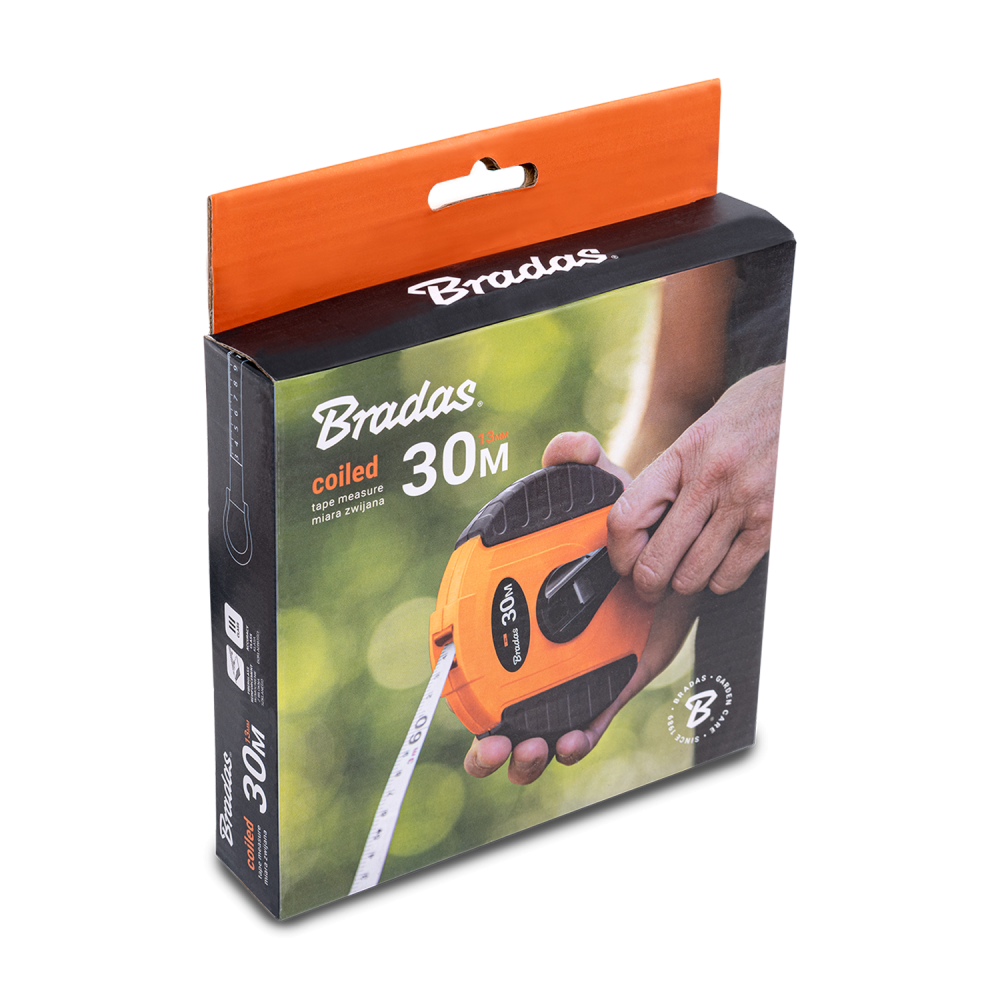 Fibreglass Coiled Tape Measure 13mm Wide Black/Orange (20m-50m) - Best4Trade-Retail Garden tools & Accesories