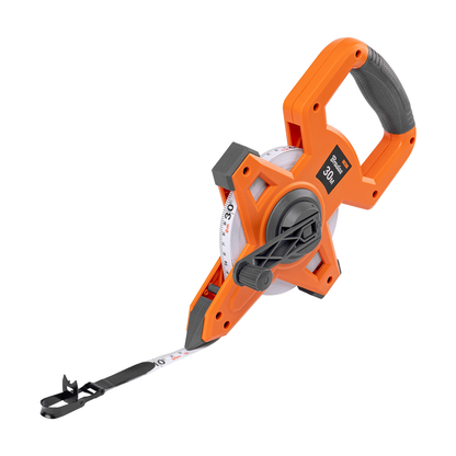 Fibreglass Coiled Tape Measure with Handle, 15mm Wide, Black/Orange (30m-100m) - Best4Trade-Retail Garden tools & Accesories