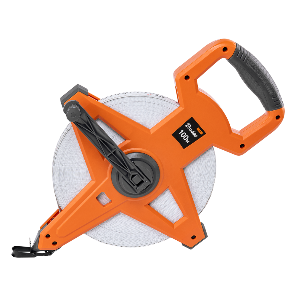 Fibreglass Coiled Tape Measure with Handle, 15mm Wide, Black/Orange (30m-100m) - Best4Trade-Retail Garden tools & Accesories