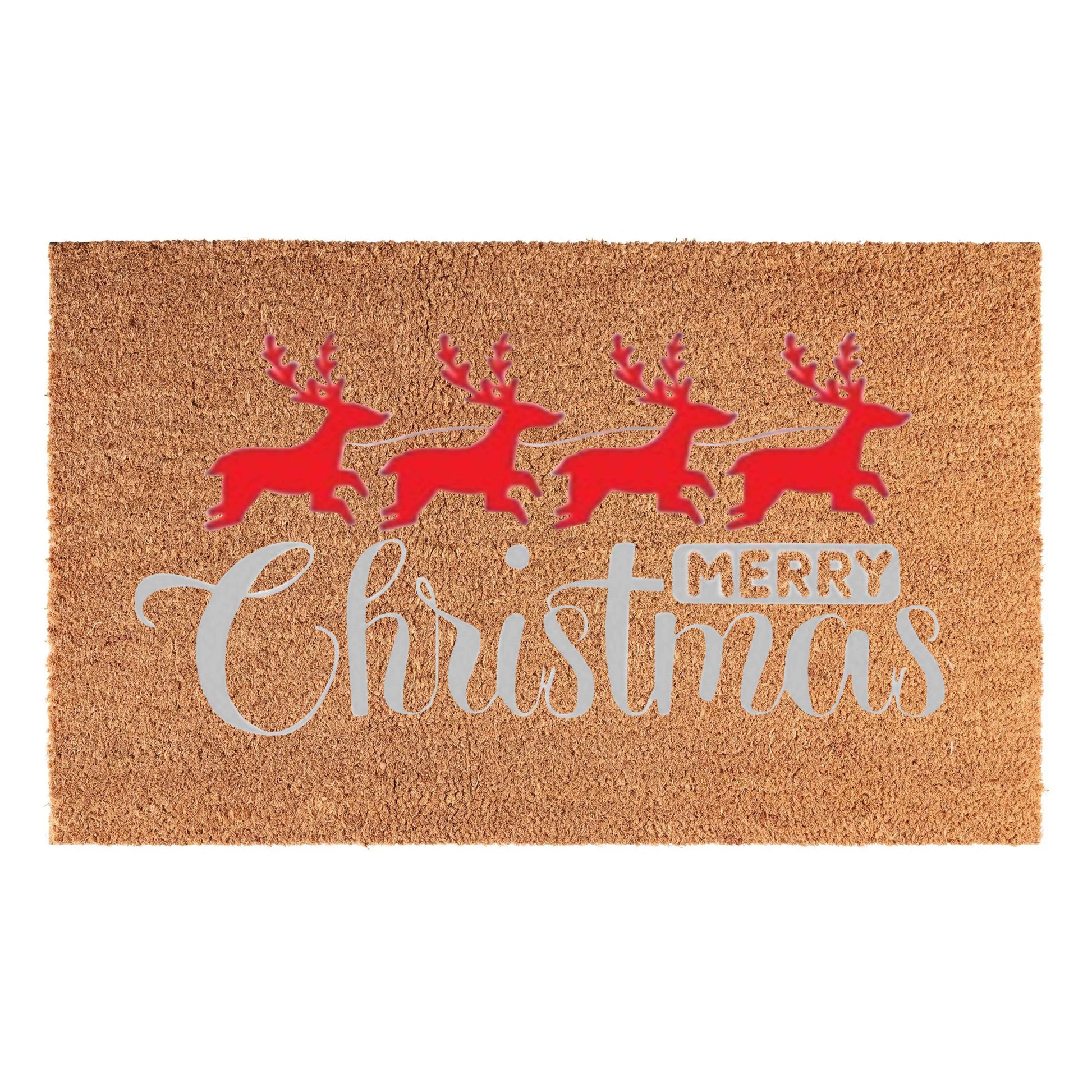 Doormat 60cm x 40cm - 'Merry Christmas' (Red/Silver) - Best4Trade-Retail Garden watering