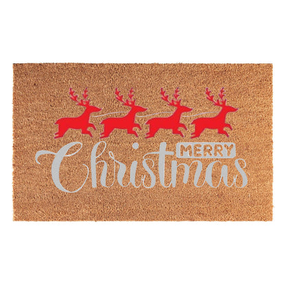 Doormat 60cm x 40cm - 'Merry Christmas' (Red/Silver) - Best4Trade-Retail Garden watering