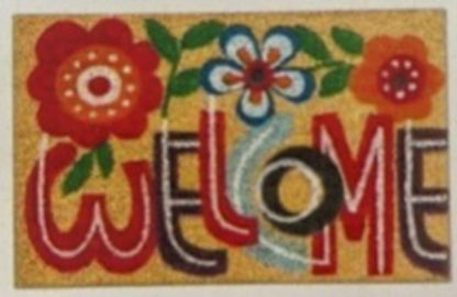 Doormat 60cm x 40cm - 'Welcome' (Flowers)