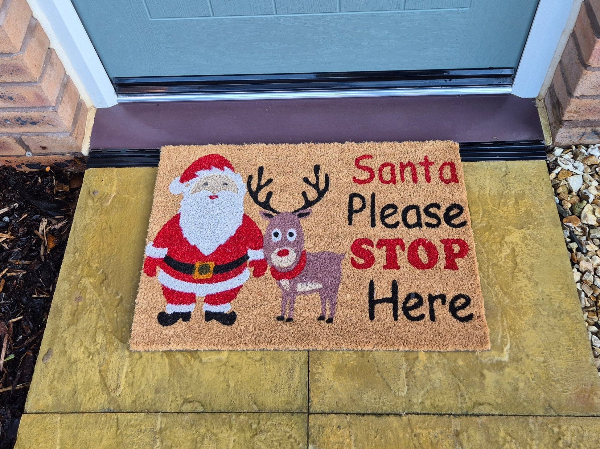 Doormat 60cm x 40cm - 'Santa Please Stop Here' - Best4Trade-Retail Garden watering