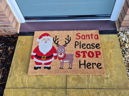 Doormat 60cm x 40cm - 'Santa Please Stop Here' - Best4Trade-Retail Garden watering
