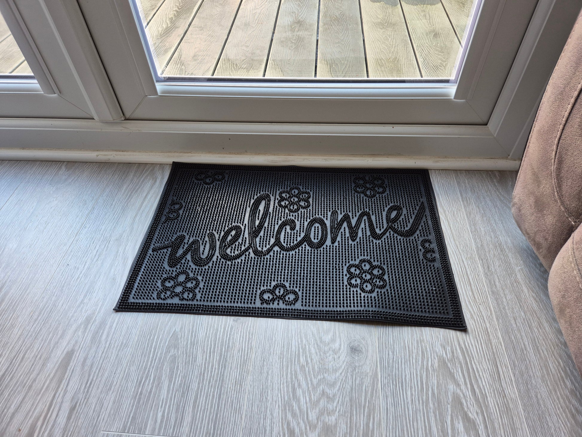 Rubber Doormat 60cm x 40cm - 'Welcome' (Small Flowers) - Best4Trade-Retail Garden watering