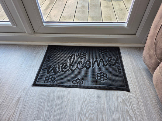 Rubber Doormat 60cm x 40cm - 'Welcome' (Small Flowers) - Best4Trade-Retail Garden watering
