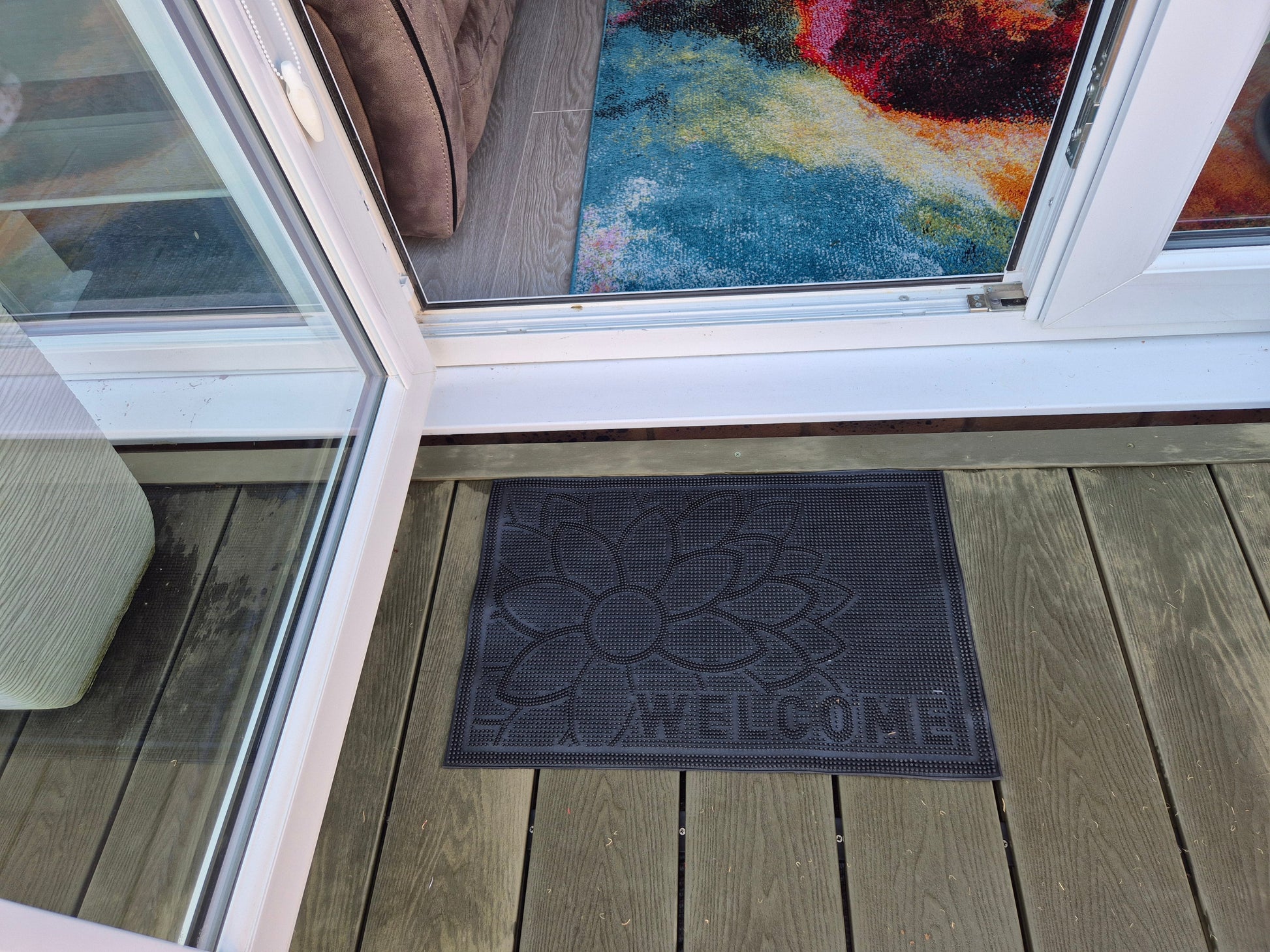 Rubber Doormat 60cm x 40cm - 'Welcome' (Flower) - Best4Trade-Retail Garden watering