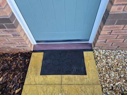 Rubber Doormat 60cm x 40cm - 'Welcome' (Flower) - Best4Trade-Retail Garden watering
