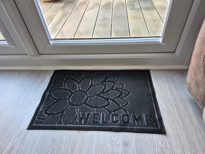 Rubber Doormat 60cm x 40cm - 'Welcome' (Flower) - Best4Trade-Retail Garden watering
