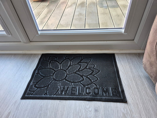 Rubber Doormat 60cm x 40cm - 'Welcome' (Flower) - Best4Trade-Retail Garden watering