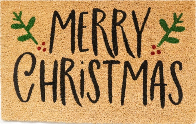 Doormat 60cm x 40cm -  'Merry Christmas' (Holly) - Best4Trade-Retail Garden watering