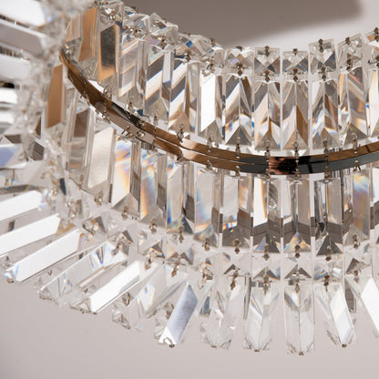 HOMCOM Crystal Ceiling Lights Set of 2, Modern Flush Chandeliers with Stainless Steel Base, Pendant Lights for Living Room Bedroom Dining Room, Silver Tone