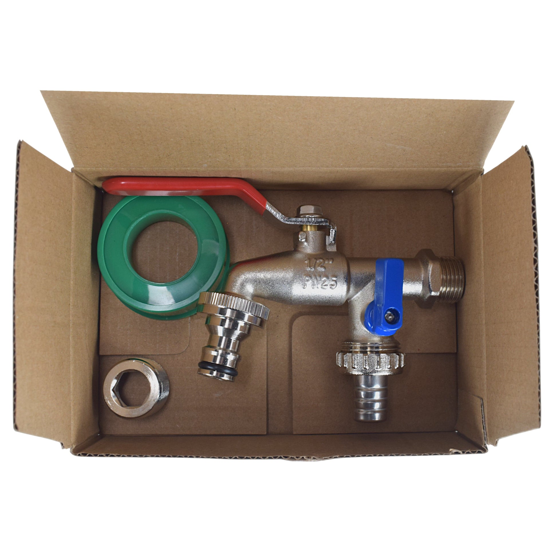 Double Lever Tap Kit with Barb/Quick Connect Outlet, 1/2" and 3/4" BSP Thread Inlet - Best4Trade-Retail Garden watering