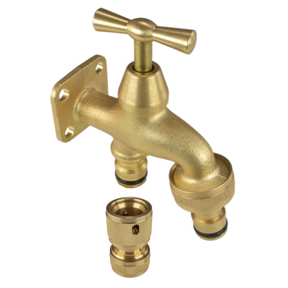 Brass Bib Tap with Quick Connect Inlet and Outlet and Hose Connector - Best4Trade-Retail Garden watering