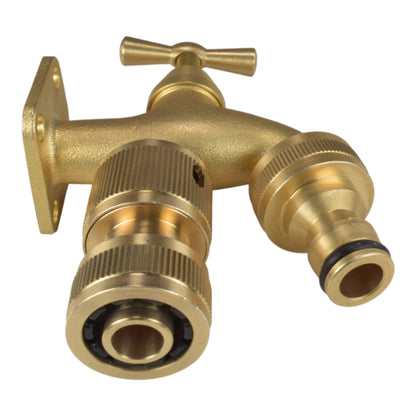Brass Bib Tap with Quick Connect Inlet and Outlet and Hose Connector - Best4Trade-Retail Garden watering