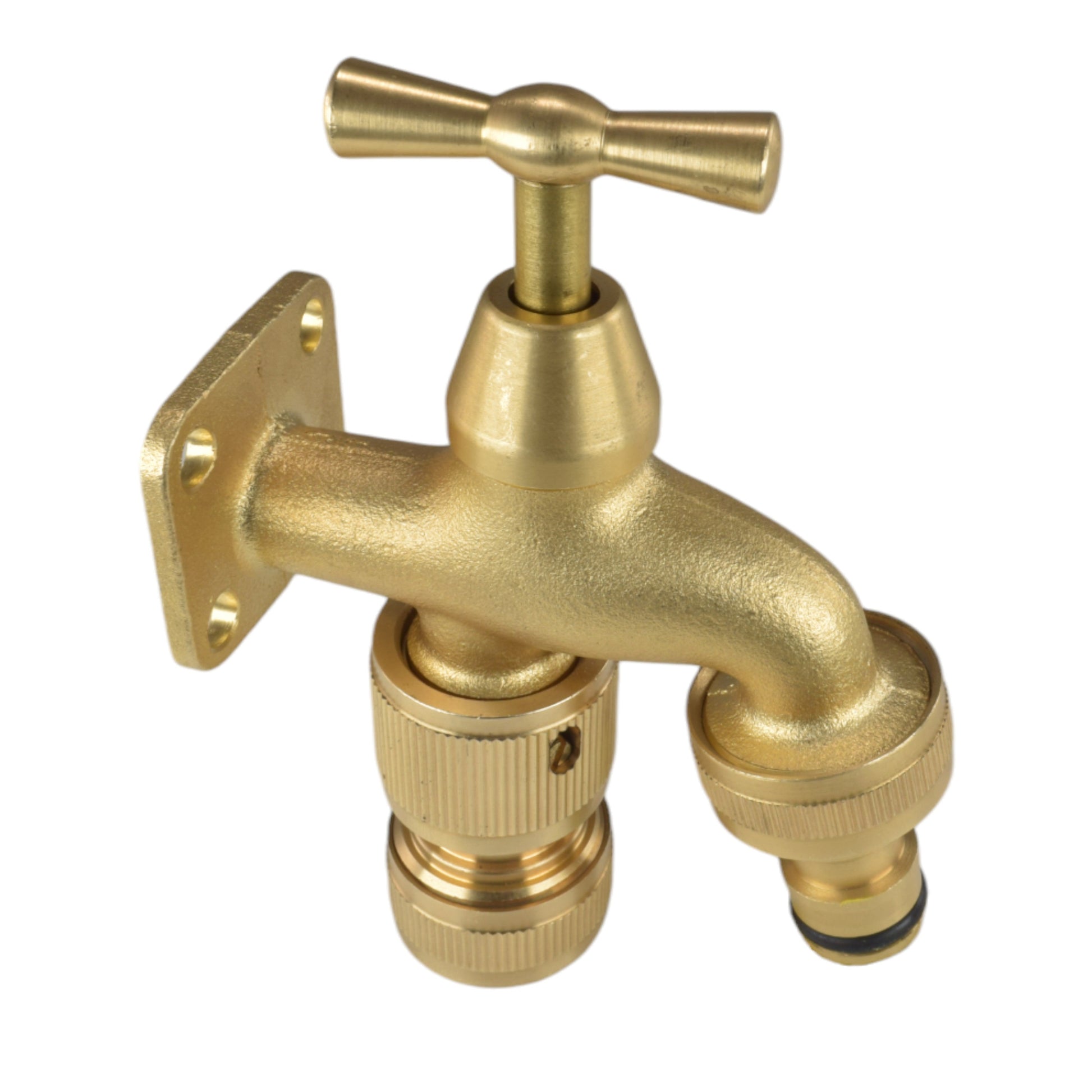 Brass Bib Tap with Quick Connect Inlet and Outlet and Hose Connector - Best4Trade-Retail Garden watering