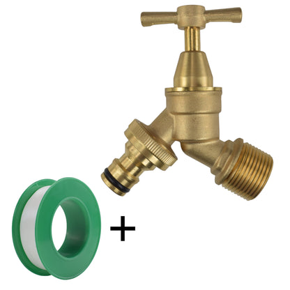 Brass Bib Tap Kit with Barb/Quick Connect Outlet, 1/2" and 3/4" BSP Thread Inlet - Best4Trade-Retail Garden watering