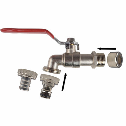Lever Tap Kit with Barb/Quick Connect Outlet, 1/2" and 3/4" BSP Thread Inlet - Best4Trade-Retail Garden watering