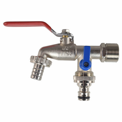 Double Lever Tap Kit with Barb/Quick Connect Outlet, 1/2" and 3/4" BSP Thread Inlet - Best4Trade-Retail Garden watering