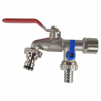 Double Lever Tap Kit with Barb/Quick Connect Outlet, 1/2" and 3/4" BSP Thread Inlet - Best4Trade-Retail Garden watering