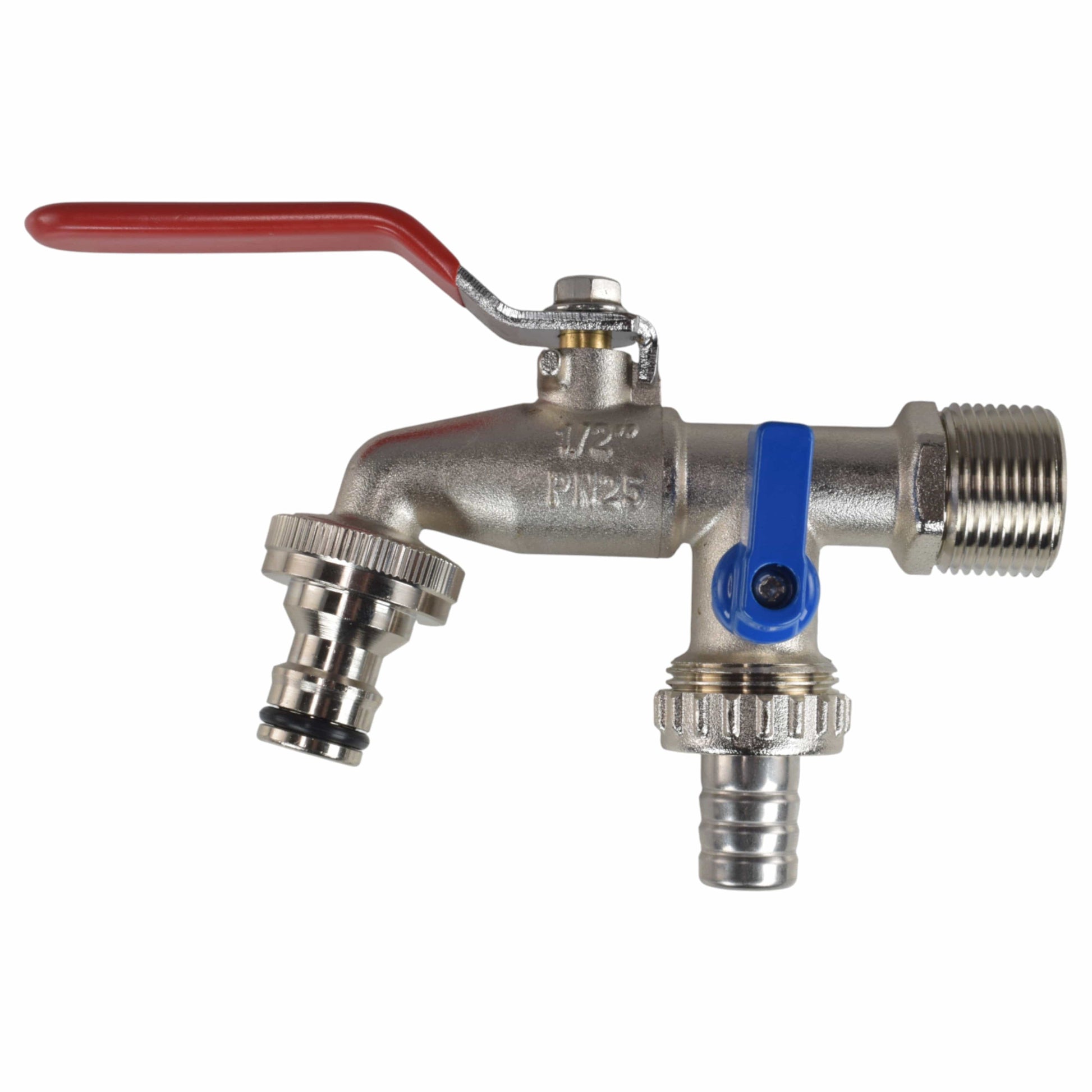 Double Lever Tap Kit with Barb/Quick Connect Outlet, 1/2" and 3/4" BSP Thread Inlet - Best4Trade-Retail Garden watering