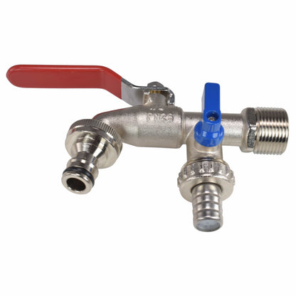 Double Lever Tap Kit with Barb/Quick Connect Outlet, 1/2" and 3/4" BSP Thread Inlet - Best4Trade-Retail Garden watering