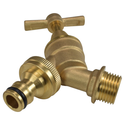 Brass Bib Tap Kit with Barb/Quick Connect Outlet, 1/2" and 3/4" BSP Thread Inlet - Best4Trade-Retail Garden watering
