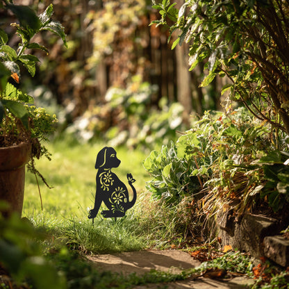 Metal Cat and Dog Silhouette Garden Ornament