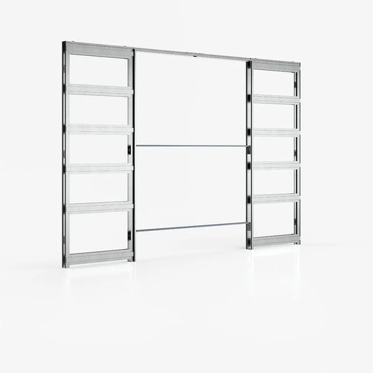 Double Door Sliding Kit + Handle & Doorjamb 125mm White Frame + Satin Chrome Hardware - All Sizes - Deanta