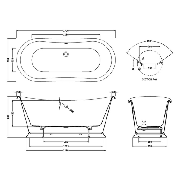 Double Ended Boat Bath Gloss - All Colours - Bayswater Bathrooms