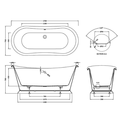 Double Ended Boat Bath Gloss - All Colours - Bayswater Bathrooms