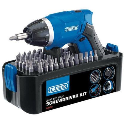Draper 3.6V Cordless Li-Ion Screwdriver Kit - Draper