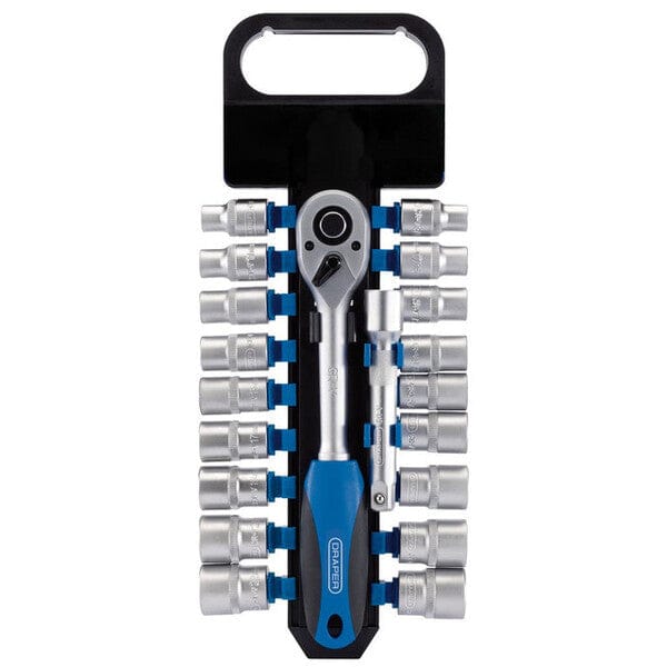 Draper Combined MM/AF Socket and Ratchet Set - 1/2" Square Drive - (20 Pieces) - Draper