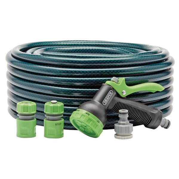 Draper Garden Hose And Spray Gun Kit - 12mm Bore x 30m - Draper