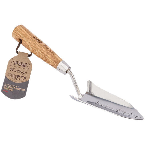 Draper Heritage Stainless Steel Transplanting Trowel with Ash Handle - Draper Hand Tools