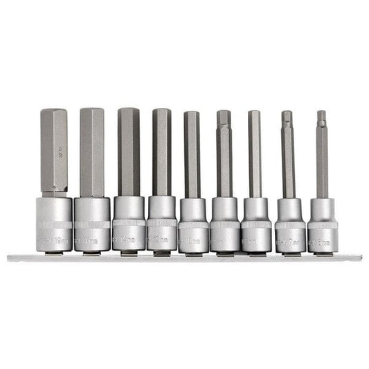 Draper Long Metric Hex Socket Bit Set - 1/2" Square Drive - (9 Pieces) - Draper