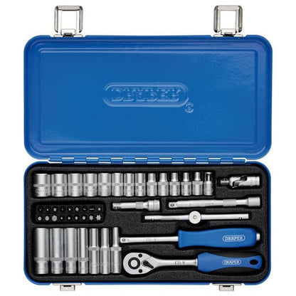 Draper Metric Socket Set In Metal Case - 1/4" Square Drive - (45 Pieces) - Draper