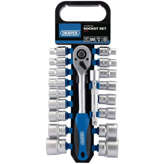 Draper Metric Socket and Ratchet Set - 1/2" Square Drive - (19 Pieces) - Draper
