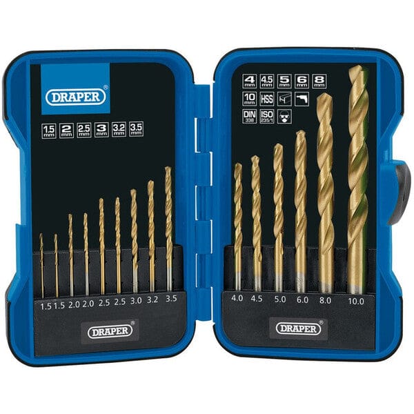 Draper Metric Titanium Nitride Coated HSS Drill Bit Set - (15 Pieces) - Draper