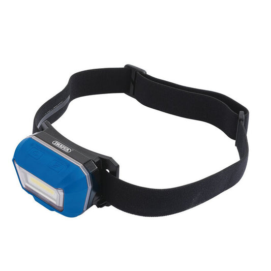 Draper Rechargeable Cob Led Head Torch - 3W - Draper