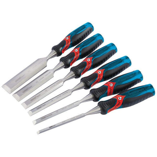 Draper Soft Grip Pound Thru Bevel Edge Wood Chisel Set (6 Piece) - Draper