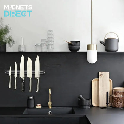 Magnetic Kitchen Knife Holder - Black - Magnets Direct