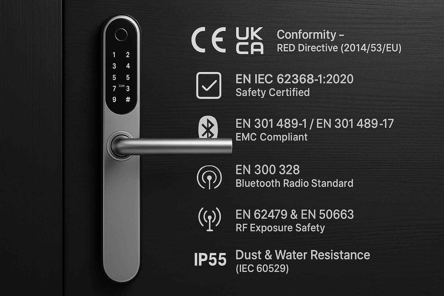 EA 210 Slim Line Smart Digital Lock for UPVC, Composite, Wooden & Aluminium Doors - Euro Art Digital Locks