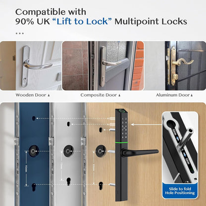 EA 225 Slim Double-Side Weatherproof Smart Lock for UPVC, Composite, Wooden & Aluminium Doors - Euro Art Digital Locks