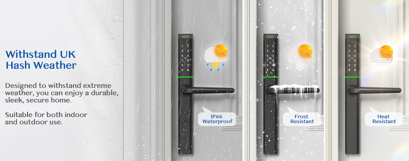 EA 225 Slim Double-Side Weatherproof Smart Lock for UPVC, Composite, Wooden & Aluminium Doors - Euro Art Digital Locks